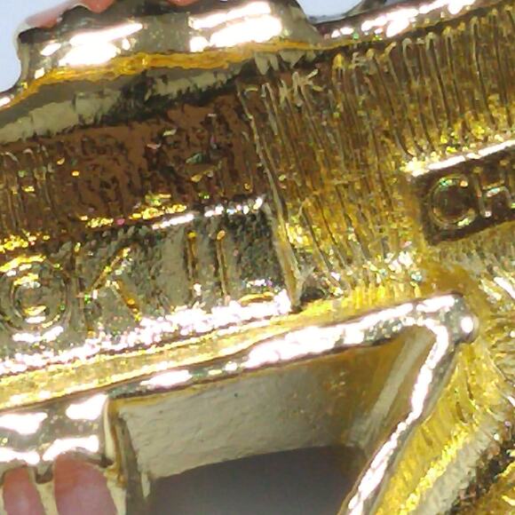 Vintage Kenneth Jay Lane Enamel High Heel Shoe Brooch, Green & Pink Lily Design - Picture 5 of 10